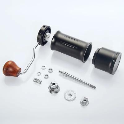 China Twill Pattern Stainless Steel Hand / Manual Coffee Grinder Solid Wood Handle for sale