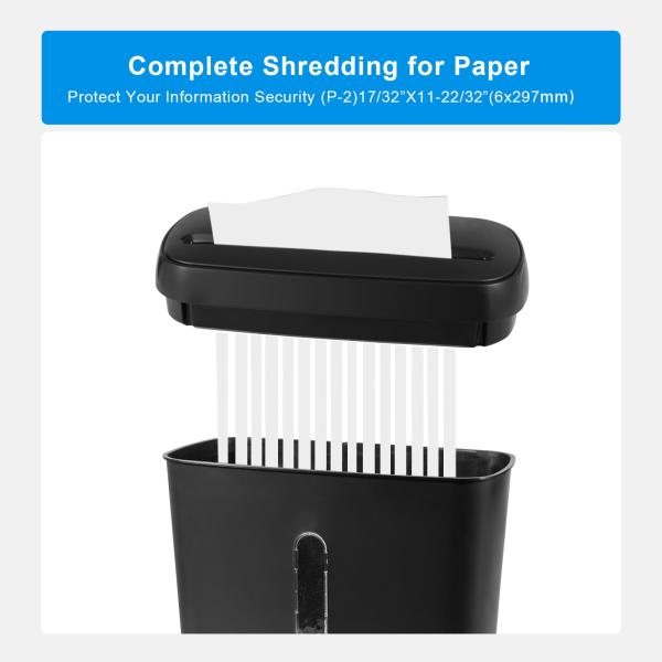 Quality 8L Bin Commercial Paper Shredder 6 Sheets Strip Cut Shredder Security Level 2 for sale