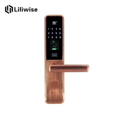 China Combination Electronic Door Locks Keypad Deadbolt Red Bronze With Finger Scanner for sale