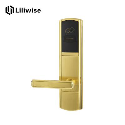 China Cerraduras de puerta electrónicas del hotel de oro, cerradura de puerta de la llave electrónica de la tarjeta del RFID para los hoteles en venta