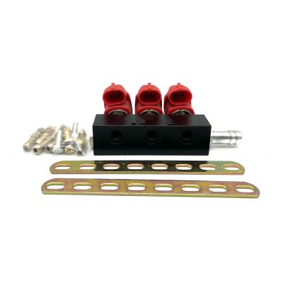 China Red Gas Fuel LPG CNG Injector Rail Easy Installation For 3 Cylinder Engine for sale