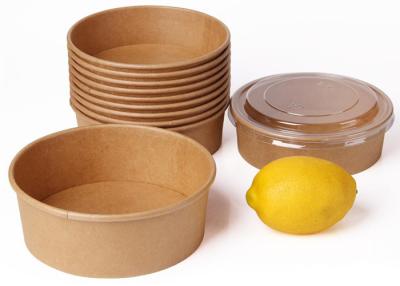 China 100% Eco Friendly Disposable Kraft Paper Salad Bowl With Lid paper bowl food container for sale