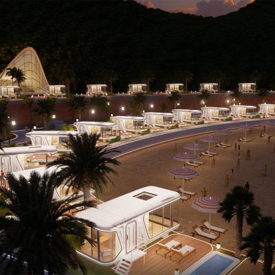 China Luxuskleines vorfabrizierthaus galvanisierte Stahlrahmen-Hotel-Kapsel-Raum für das Ferien-Kampieren zu verkaufen