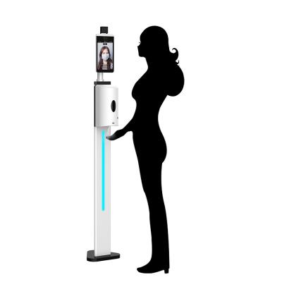 China AI Intelligent Contactless 8 inch Face Recognition Temperature Measuring Kiosk for sale