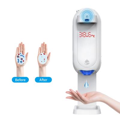 China Dispensador automático del desinfectante de la mano del termómetro infrarrojo libre 1100ml del tacto en venta