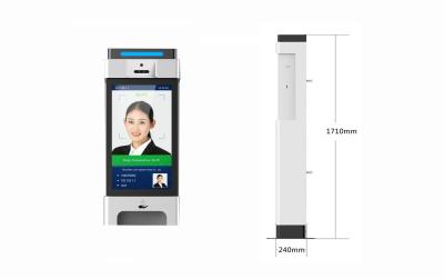 China Floor Standing Body Thermometer Kiosk With Face Recognition And Abnomal Temperature Alarm for sale