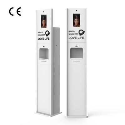 China Floor Standing Living Body Terminal Temperature Kiosk And Face Recognition With Hand Sanitizer Dispenser 10L Capacity for sale