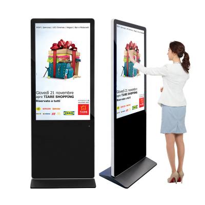 China 55 Inch Floor Stand Android Digital Signage LCD Advertising Touch Screen Totem Kiosk With Remote Managing Software for sale