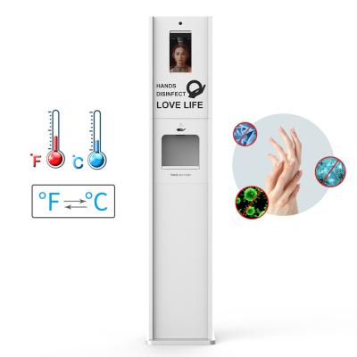 China Facial Scan 8inch Lcd Automatic Hand Sanitiser Dispenser Station Floor Standing for sale