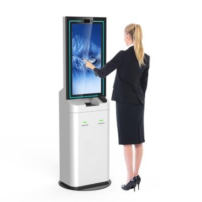 China 32 Inch Passport Scanner Card Dispenser ID Recognition VPOS Payment Kiosk For Hotel Check In for sale