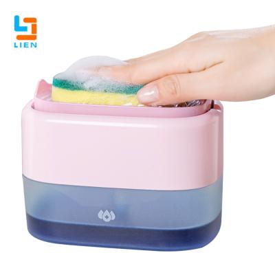 China Kitchen Cleaning Dish Soap Sponge Dispenser ABS Material Desktop Installation for sale
