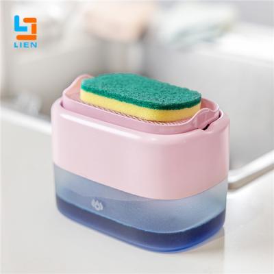 China ABS Material Pump Kitchen Soap Dispenser Liquid Soap Dispenser With Sponge Holder for sale