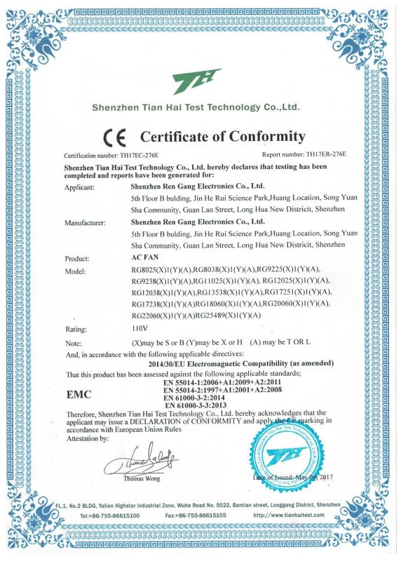 CE - Shenzhen Rengang Electronics Co., Ltd.