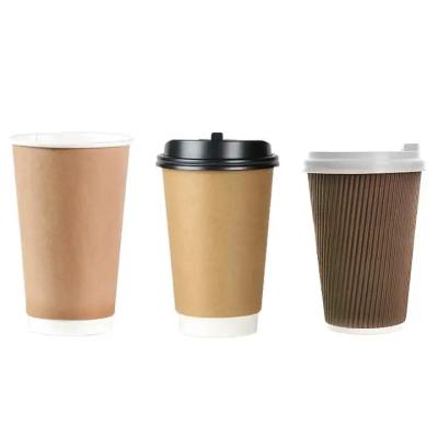 China Disposable PE Foil Stamping Hot Coffee Paper Cup 8oz 10oz 12oz With PS Lid for sale