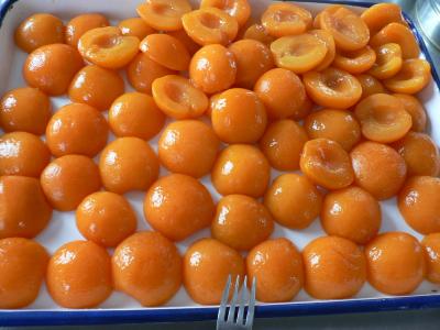 Chine Totalité/moitiés mettant en boîte les conserves d'abricots, abricots en boîte en jus à vendre