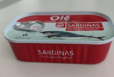 China Commercial Sterility 125g Canned Sardine Fish In Soybean Oil for sale