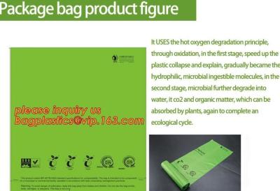 China 100% biodegradable disposable compostable garbage bag, biodegradable kitchen bin liner compostable flat trash bag on rol for sale