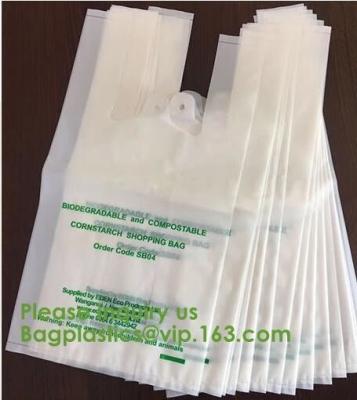 China BIODEGRADABLE PVA PLASTIC WATER SOLUBLE VEST HANDLES BAG, COMPOSTALE PLA+PBAT CORN STARCH POTATOES STARCH ECO FIRNEDLY for sale