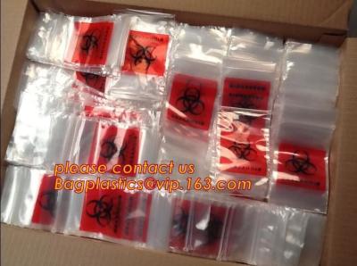 China PE Biohazard Bag with zip,plastic biohazard zipper lock bag, Kangaroo Zipper Bag with Pocket made in China, testing bags for sale