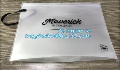 China Cloth package PE slider zip bag, CPE custom logo printed white frost slider zip plastic bag for underwear packing, slide for sale