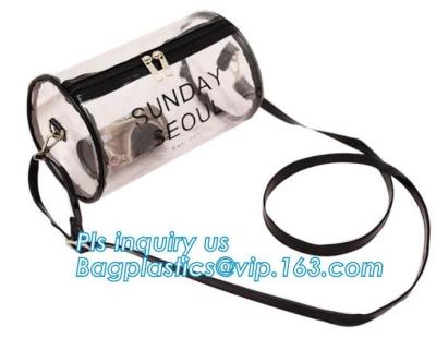 China Stationery School PVC Pencil Bag, Barrel shaped travel cosmetic bag clear toiletry bag transparent pvc cosmetic bag for for sale