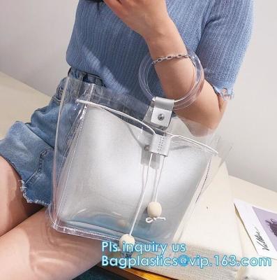 China PVC transparent shopping bag, Zipper PVC Vinyl Tote Shopping Bag, PVC shopping reusable tote bags with carry handle, bag for sale