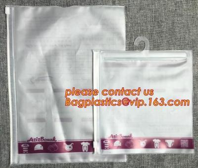 Chine accrochez le sac zip-lock de cintre pour des vêtements de stockage de voyage, sac clair bon marché de cintre de PVC de plastique de fabrication fiable pour des sous-vêtements à vendre
