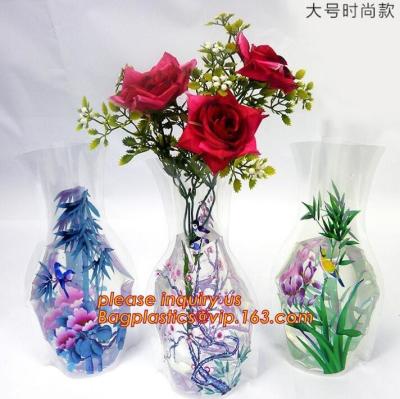 China artificial foldable pvc decorative wedding plastic vase,pp plastic flower sleeve bag,pp transparent flower single rose s for sale