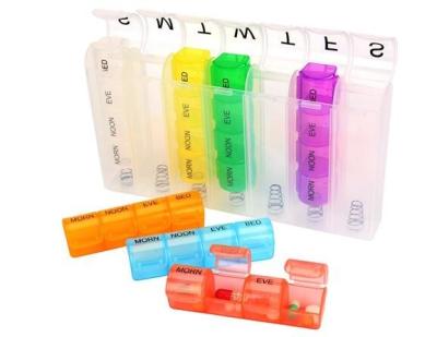 China 28 compartment one weekly plastic pill container, Fancy 7 day clear plastic detachable drugs box 4 doses daily, PILL for sale
