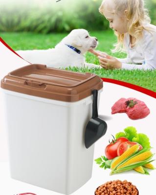 China la comida de perro modificada para requisitos particulares almacenada de alta calidad del dispensador del cubo del contenedor de almacenamiento del alimento para animales de 40L 15kgs 17lbs puede encajonar para el gato del perro en venta