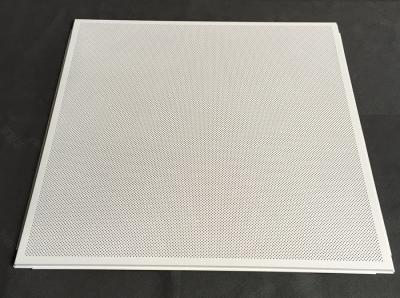 China Acoustic Fireproof 595 X 595mm Perforated Metal Ceiling Tiles With White Color for sale