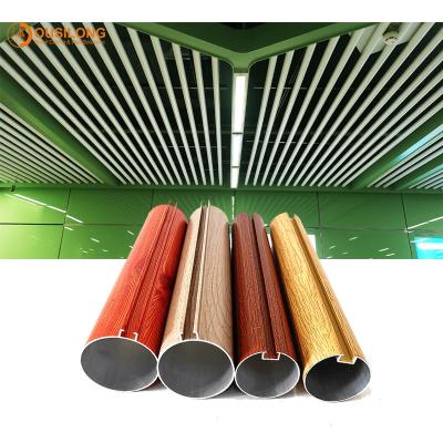 China Linear Metal Dia 50/60/70mm Extruded Aluminium / Aluminum Profile Round Pipe Baffle Ceiling for sale