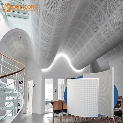 China Irregular Perforated Decorating Metal Aluminum Ceiling Elegant Exterior Curved False Ceiling Plank Panel for sale