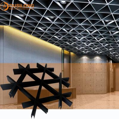 Chine Plafond triangulaire de grille en métal de galerie établissant matériaux en aluminium de plafond de mur/en aluminium décoratifs de profil à vendre