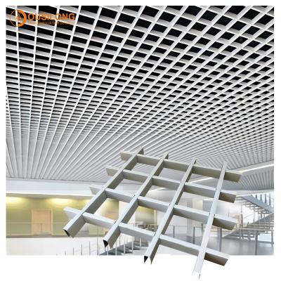 China White Powder Coated 625x625mm Aluminum 0.5mm Metal Grid Ceiling With Tee Bar Commercial Suspended Ceiling for sale