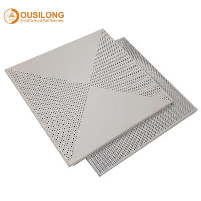 China Commercial Aluminum Hollow Perforated Ceiling Tiles Aluminium Suspended False Clip In Panel for Sound Absorbing for sale