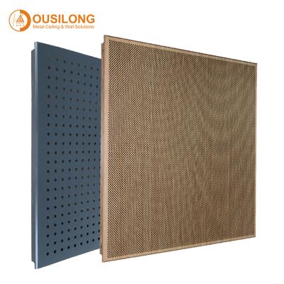 China Washable Square Perforated Metal Ceiling Suspended Acoustical Ceiling Panels For Office for sale