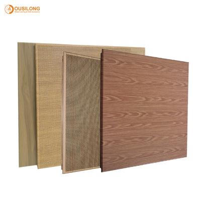 China Fireproof And Acoustic Commercial Building Wood Grain Aluminum Suspended Clip In Ceiling Panel for sale