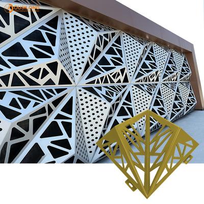 China Metal Interior 3D Triangle Clip In Ceiling for Hall , Silver White Concealed Suspended Aluminium False Ceiling for sale