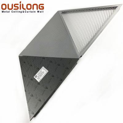China Acoustical Triangle Aluminum / Aluminium Mesh Clip Snap in Ceiling Panel Framed Trianguler Ceiling for sale