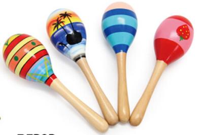 China Wood Toy Music Instrument , Cute Colored Orff Wooden Maracas for sale