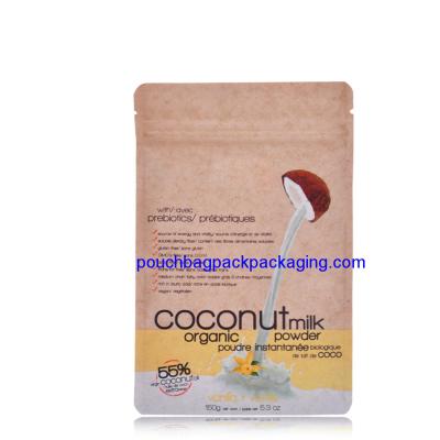 China Zip lock kraft paper pouch bag, stand up kraft zipper bag for coconut milk for sale