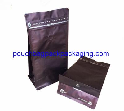 China Block Bottom Coffee Bag With Front Zipper for 250g 500g 1kg packaging for sale