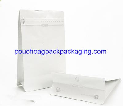 China White stand up side gusset zipper bags square block flat pouch bag with zipper for sale