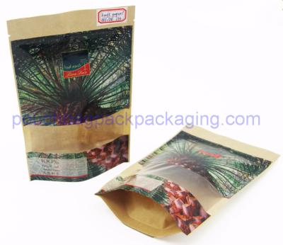 China Kraft paper bag, stand up pouch with window and zip lock for food for sale