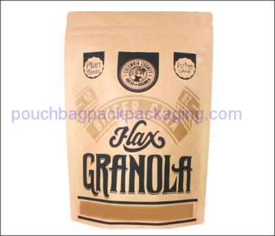 China kraft paper packaging bag, aluminum foil stand up pouch with zip and notch for sale