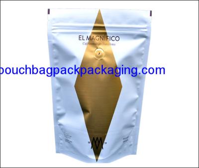 China Stand up pouch, doypack with zip lock and valve for coffee packaging 300 g for sale