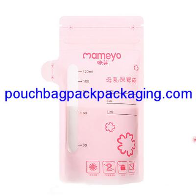 China 120ml breast milk storage bag 90 x 150 + 60 mm, food grade breast milk pouch bag for sale