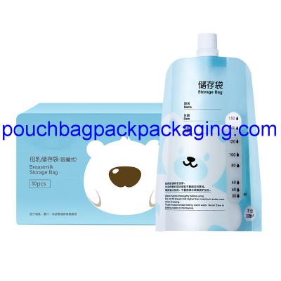 China Spout Breast milk storage bag 200 ml , connect pump directly by adapters for sale