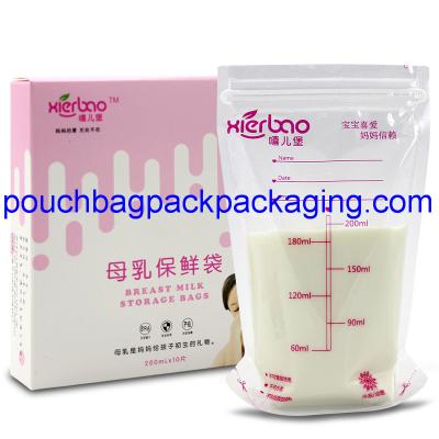 China Pre-sterilized Breast milk Storage Bags with zip on top BPA free for sale